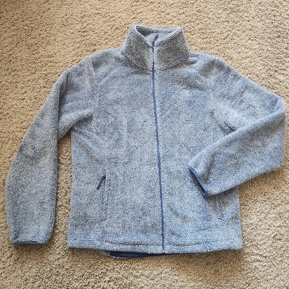 THE NORTH FACE Women’s Deep Pile Fleece Jacket Large Heather Blue Full Zip - Picture 1 of 14